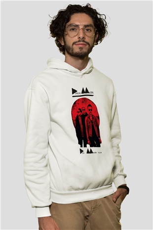 Depeche Mode Beyaz Unisex Kapşonlu Sweatshirt