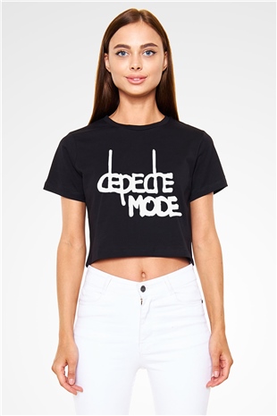 Depeche Mode Siyah Crop Top Tişört