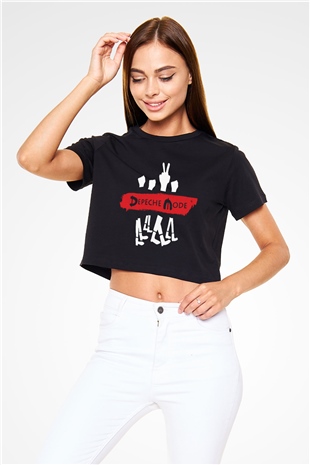 Depeche Mode Siyah Crop Top Tişört
