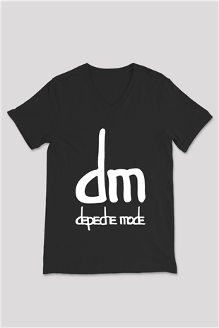Depeche Mode Siyah Unisex V Yaka Tişört T-Shirt