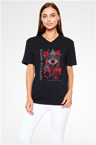 Depeche Mode Siyah Unisex V Yaka Tişört T-Shirt