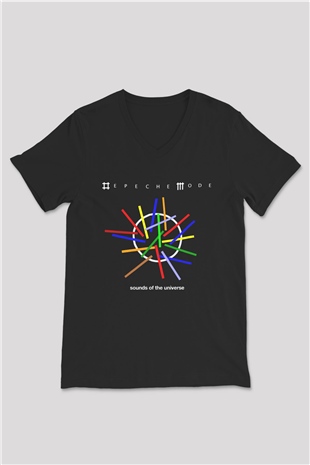 Depeche Mode Siyah Unisex V Yaka Tişört T-Shirt
