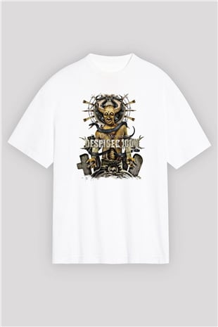 Despised Icon Baskılı Unisex Beyaz Oversize Tişört