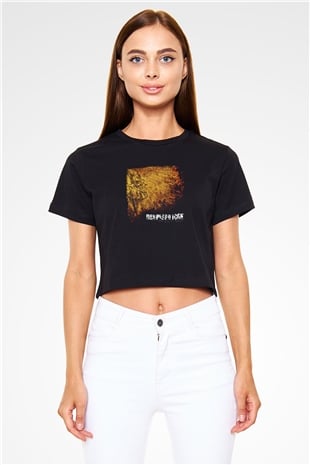 Despised Icon Baskılı Unisex Siyah Crop Top Tişört