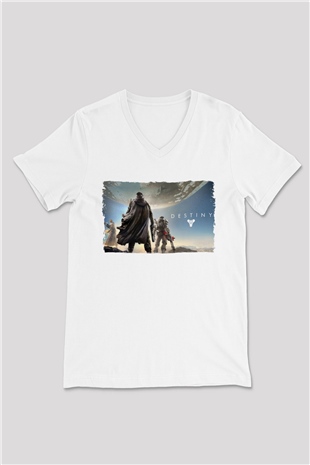 Destiny: Rise of Iron Beyaz Unisex V Yaka Tişört