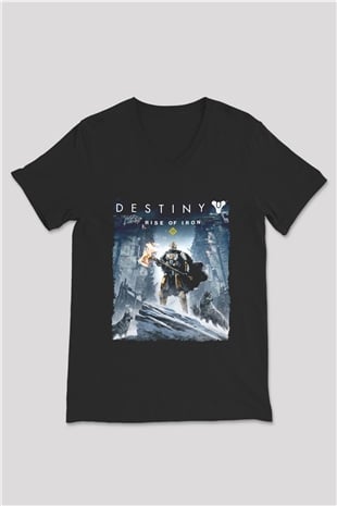 Destiny: Rise of Iron Siyah Unisex V Yaka Tişört