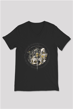 Destiny: Rise of Iron Siyah Unisex V Yaka Tişört T-Shirt