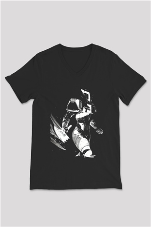 Destiny: Rise of Iron Siyah Unisex V Yaka Tişört T-Shirt