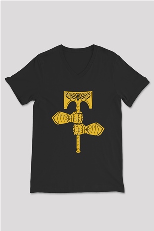 Destiny: Rise of Iron Siyah Unisex V Yaka Tişört T-Shirt