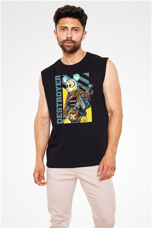 Destroyer Baskılı Unisex Siyah  Kolsuz Tişört