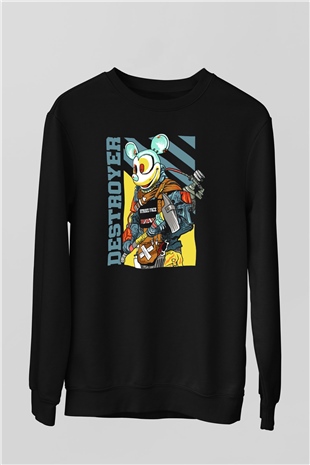 Destroyer Baskılı Unisex Siyah  Sweatshirt