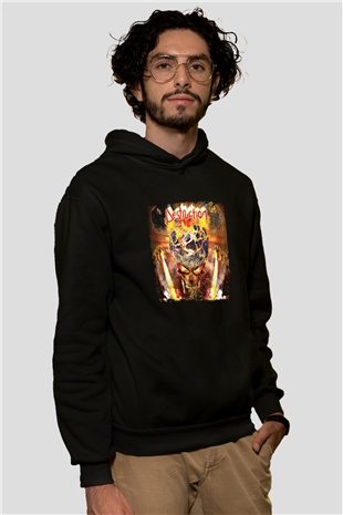 Destruction Baskılı Unisex Siyah Hoodie