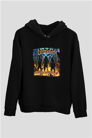 Destruction Baskılı Unisex Siyah Hoodie