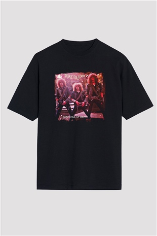Destruction Baskılı Unisex Siyah Oversize Tişört