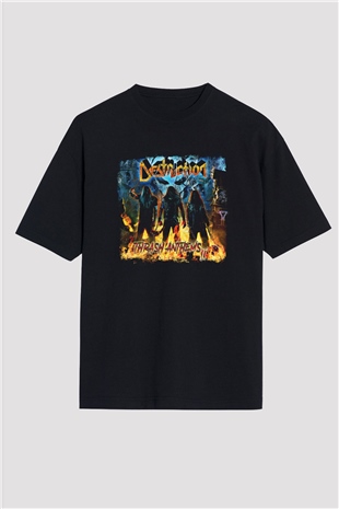 Destruction Baskılı Unisex Siyah Oversize Tişört