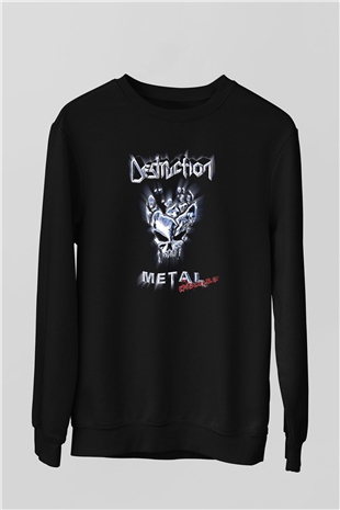 Destruction Baskılı Unisex Siyah Sweatshirt