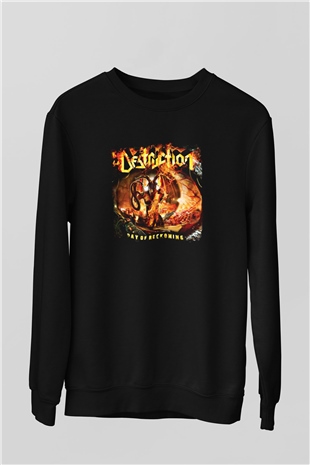 Destruction Baskılı Unisex Siyah Sweatshirt