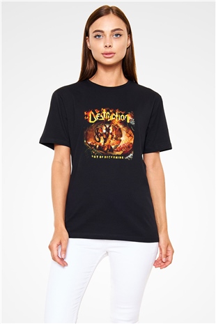 Destruction Baskılı Unisex Siyah Tişört