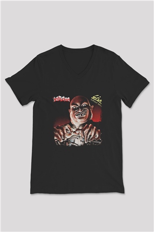Destruction Baskılı Unisex Siyah V Yaka Tişört