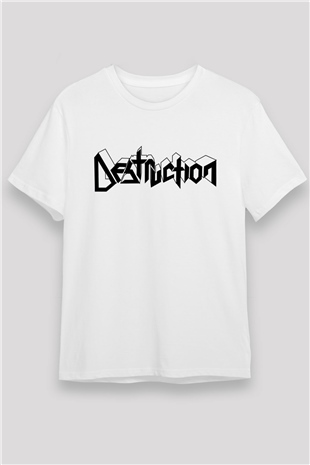 Destruction Beyaz Unisex Tişört T-Shirt - TişörtFabrikası