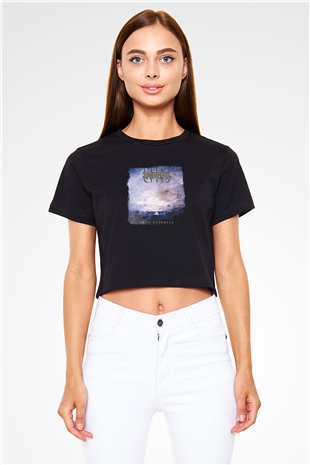 Desultory Baskılı Unisex Siyah Crop Top Tişört