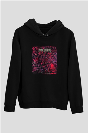 Desultory Baskılı Unisex Siyah Hoodie