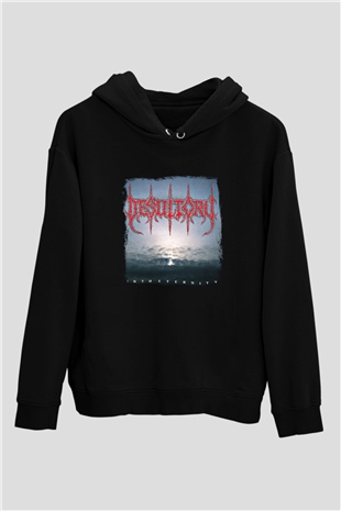 Desultory Baskılı Unisex Siyah Hoodie