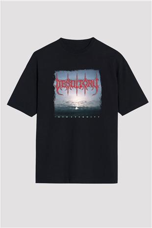 Desultory Baskılı Unisex Siyah Oversize Tişört