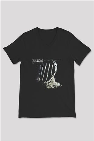 Desultory Baskılı Unisex Siyah V Yaka Tişört