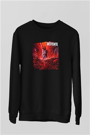 Detente Baskılı Unisex Siyah Sweatshirt