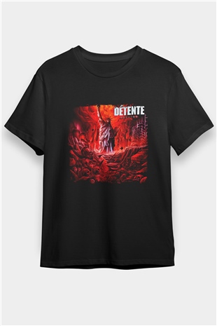 Detente Baskılı Unisex Siyah Tişört