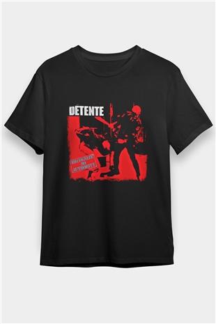 Detente Baskılı Unisex Siyah Tişört