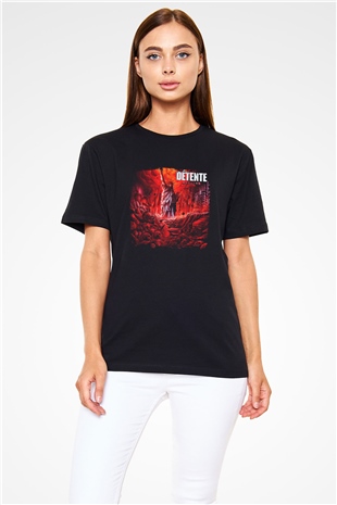Detente Baskılı Unisex Siyah Tişört