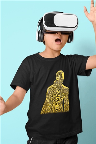 Deus Ex Baskılı Siyah Unisex Çocuk Tişört