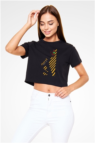 Deus Ex Siyah  Crop Top Tişört