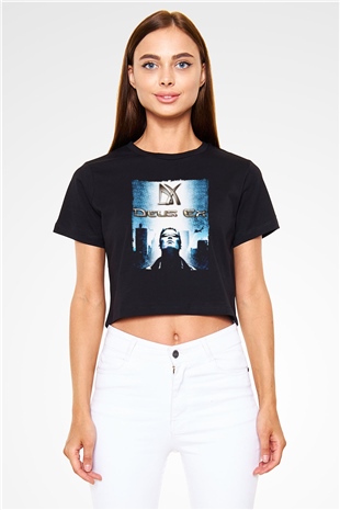 Deus Ex Siyah  Crop Top Tişört