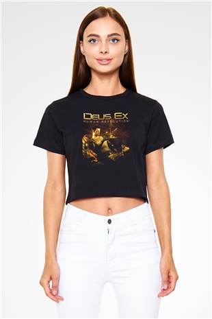 Deus Ex Siyah  Crop Top Tişört