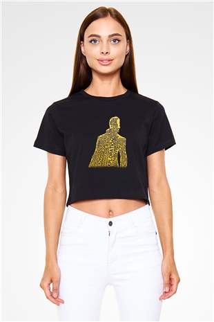 Deus Ex Siyah Crop Top Tişört