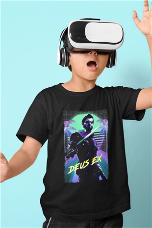 Deus Ex Siyah Unisex Çocuk Tişört