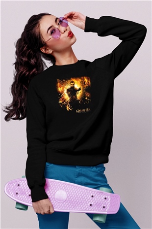 Deus Ex Siyah Unisex Sweatshirt