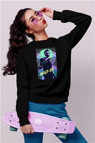 Deus Ex Siyah Unisex Sweatshirt