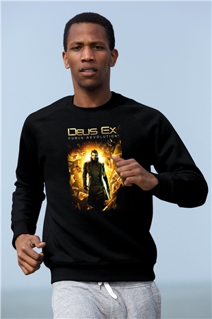 Deus Ex Siyah Unisex Sweatshirt