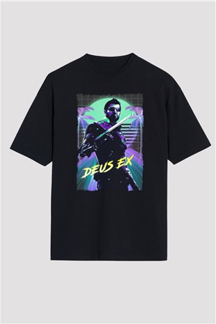 Deus Ex Siyah Oversize Tişört Oversize T-shirt