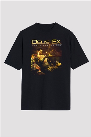 Deus Ex Siyah Oversize Tişört Oversize T-shirt