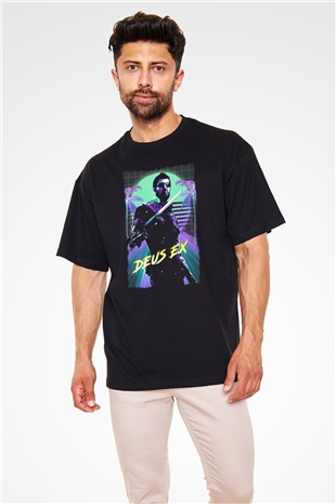 Deus Ex Siyah Oversize Tişört Oversize T-shirt