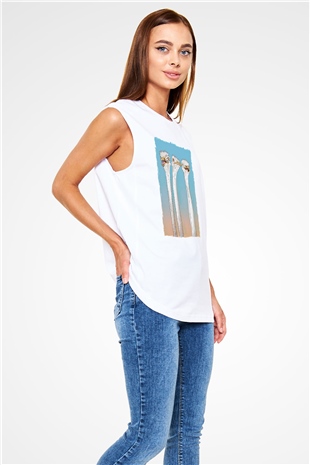 Deve Kuşları Çetesi Baskılı Unisex Beyaz  Kolsuz Tişört