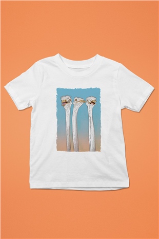 Deve Kuşları Çetesi Baskılı Unisex Beyaz  Çocuk Tişört