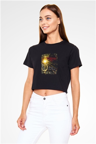 Devil Driver Baskılı Unisex Siyah Crop Top Tişört