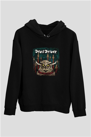 Devil Driver Baskılı Unisex Siyah Hoodie