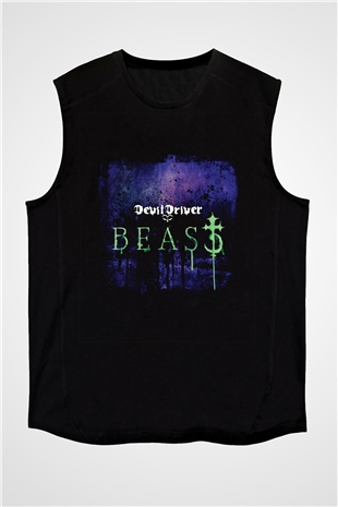 Devil Driver Baskılı Unisex Siyah Kolsuz Tişört